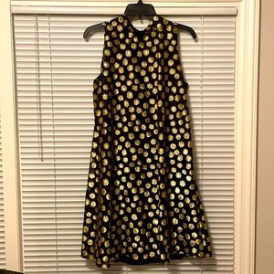 Black and Gold Polka Dot Shift Dress